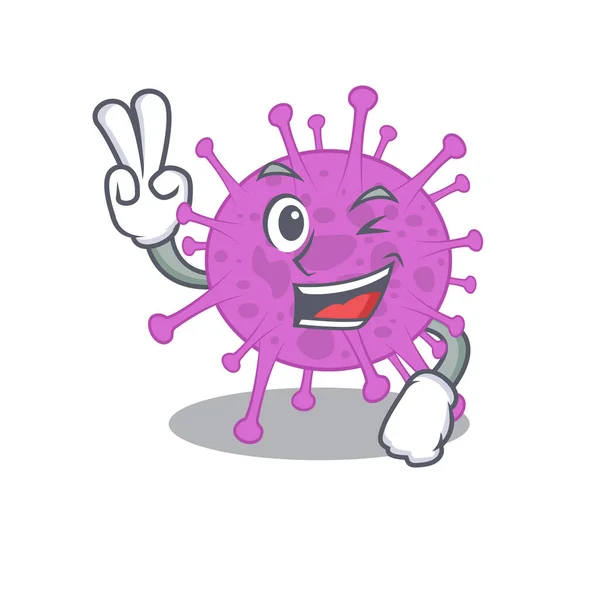Glückliche Vogelgrippe Coronavirus Cartoon-Design-Konzept mit zwei Fingern — Stockvektor