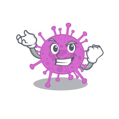 Göz kamaştırıcı bir kuş Coronavirus maskot tasarımı, mutlu yüzlü.