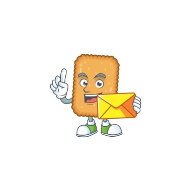 Şirin yüz bisküvi maskotu tasarımı Kahverengi zarf getir