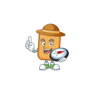 Dünya kâşifi bisküvisi pusula kullanarak çizgi film tasarım biçimi