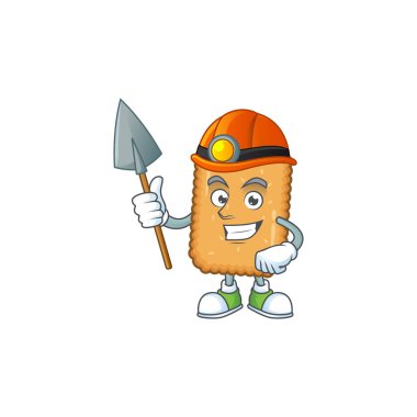 Bir madenci olarak bisküvi işinin çizgi film karakteri tasarımı