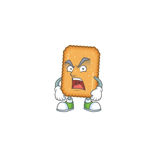 Biscuit rajzfilm karakter design őrült arc — Stock Vector