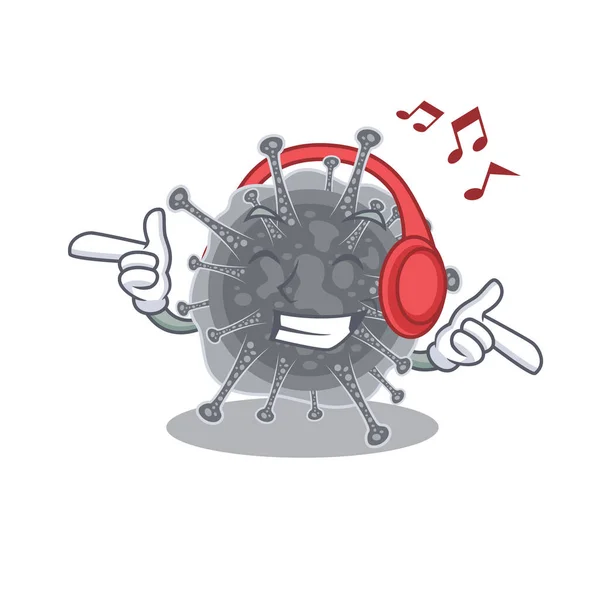 Articulavirales Dibujos animados en concepto de diseño escuchando música — Vector de stock