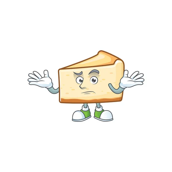 Un'immagine di torta di formaggio in stile cartone animato mascotte sorridente — Vettoriale Stock