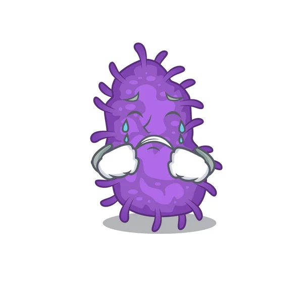 Σχεδιασμός χαρακτήρα κινουμένων σχεδίων των βακίλλων βακτήρια με ένα πρόσωπο κλάμα — Διανυσματικό Αρχείο