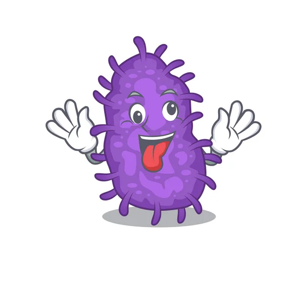 Un diseño de dibujos animados de bacilos de bacterias que tienen una cara loca — Vector de stock