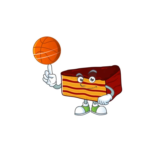 Um atlético dobos torte desenho animado estilo jogando basquete — Vetor de Stock