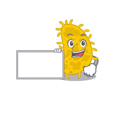 Bakteri, spiilla çizgi film karakteri tasarımı. Vektör illüstrasyonu