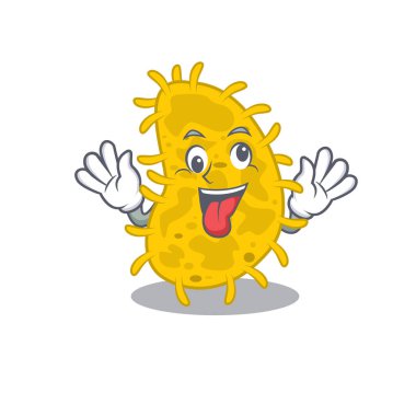 Bakterilerin çılgın bir yüze sahip olduğu bir çizgi film dizaynı. Vektör illüstrasyonu