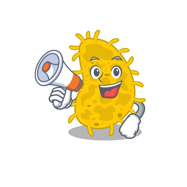 Cartoon Character Bacteria Spirilla Having Megaphone Vector Illustration — Stock Vector