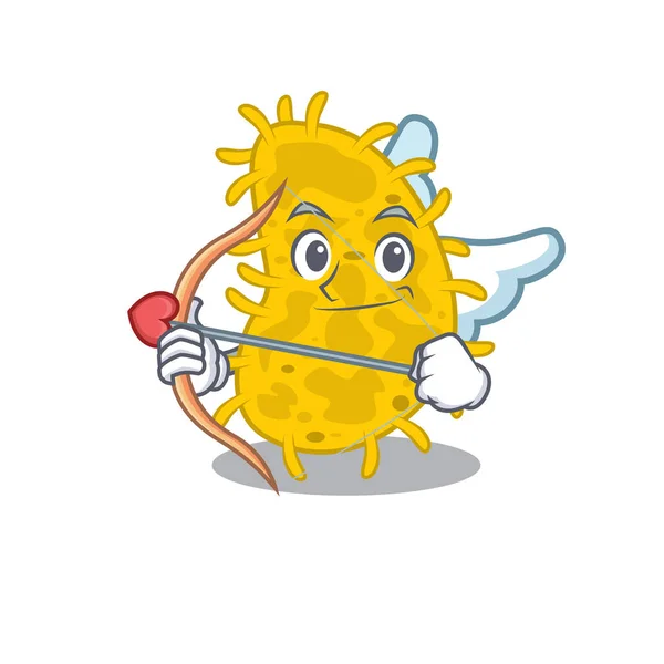 Bactérias Spirilla Personagem Desenho Animado Cupido Com Seta Asas Ilustração —  Vetores de Stock