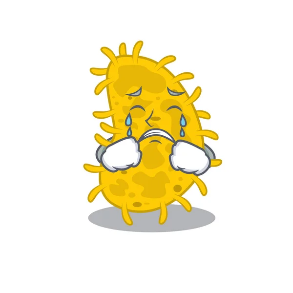 Dibujos Animados Diseño Carácter Bacteria Spirilla Con Una Cara Llorando — Vector de stock