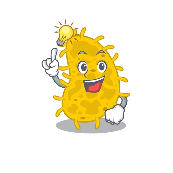 Diseño Del Personaje Mascota Bacteria Spirilla Con Tiene Una Idea — Vector de stock