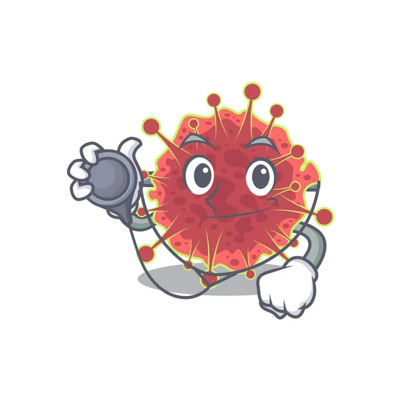 Coronaviridae Nel Personaggio Dei Cartoni Animati Medico Con Strumenti Illustrazione — Vettoriale Stock