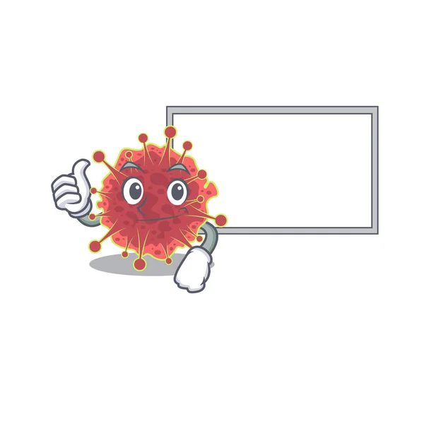 Humorous Coronaviridae Cartoon Design Thumbs Bring White Board Vector Illustration — Stock Vector