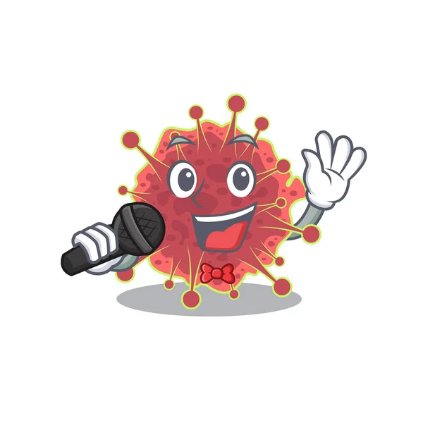 Talangfull Sångare Seriefiguren Coronaviridae Med Mikrofon Vektorillustration — Stock vektor