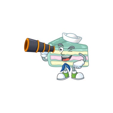 Vanilyalı pasta Sailor çizgi film karakteri tarzında dürbün kullanarak.