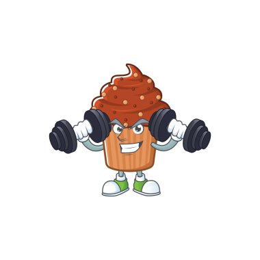 Fitness egzersizi çikolatalı kek çizgi film karakteri.