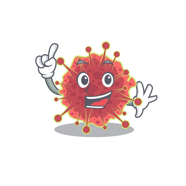 Coronaviridae Mascot Character Design One Finger Gesture Vector Illustration — Stock Vector