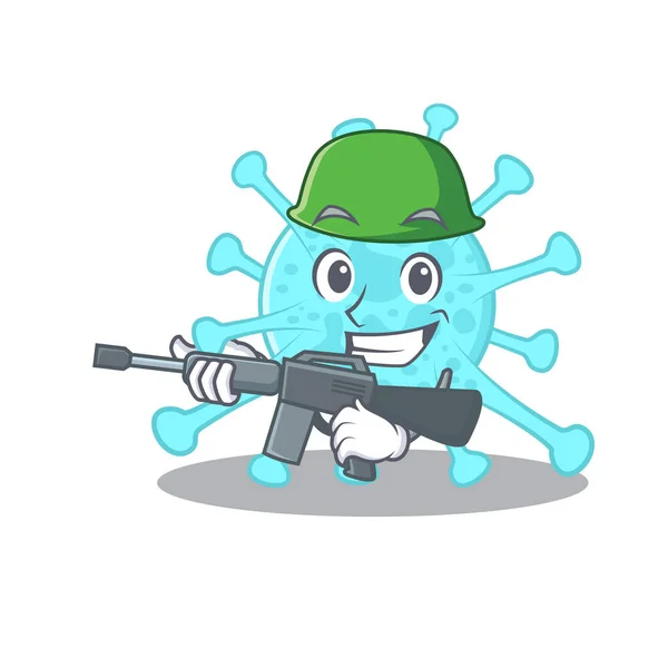 Cartoon Picture Cegacovirus Army Style Machine Gun Vector Illustration — Stock Vector