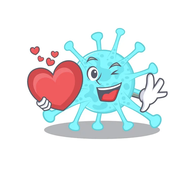 Sweet Cegacovirus Cartoon Character Style Heart Vector Illustration — Stock Vector