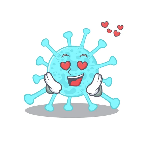 Lindo Personaje Dibujos Animados Cegacovirus Tiene Una Caída Cara Amor — Vector de stock