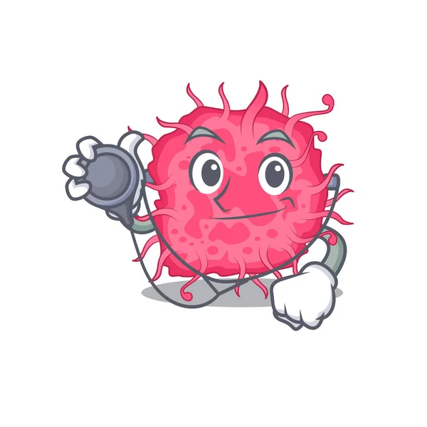 Pathogenic Bacteria Doctor Cartoon Character Tools Vector Illustration — Stock Vector