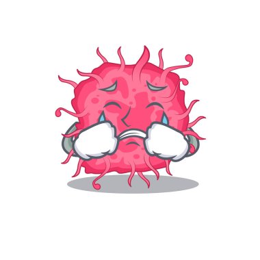 Ağlayan suratlı patojenik bakterilerin çizgi film karakteri tasarımı. Vektör illüstrasyonu