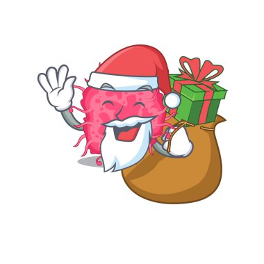 Noel hediyeli patojenik bakteri çizimi. Vektör illüstrasyonu