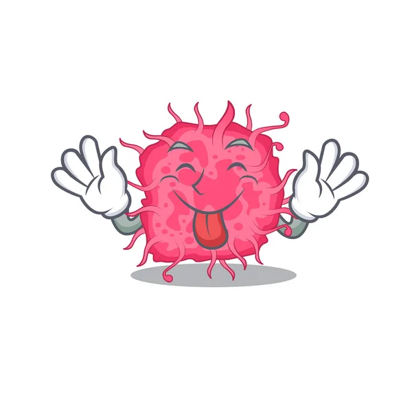Amusing Face Pathogenic Bacteria Cartoon Design Tongue Out Vector Illustration — Stock Vector