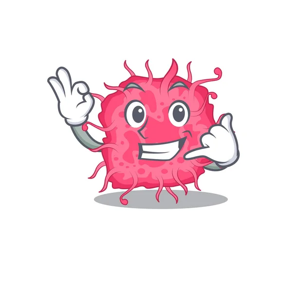 Cartoon Design Pathogenic Bacteria Call Funny Gesture Vector Illustration — Stock Vector
