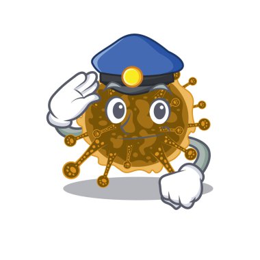 Polis maskot tasarımı negarnaviricota şapka takıyor. Vektör illüstrasyonu