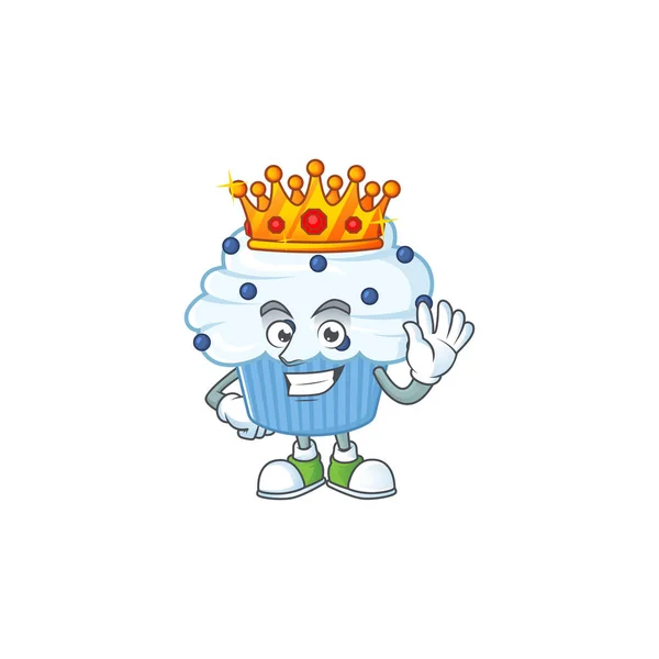 Rey Carismático Vainilla Azul Cupcake Diseño Personajes Dibujos Animados Con — Vector de stock