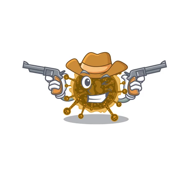 Cute Handsome Cowboy Negarnaviricota Cartoon Character Guns Vector Illustration — Stock Vector