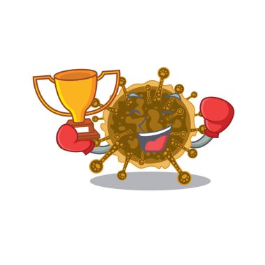 Negarnaviricota maskot tasarım stilinin zarif bir boks şampiyonu. Vektör illüstrasyonu