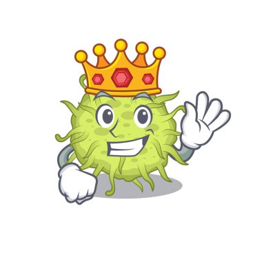 Bakterilerin bilge kralı, kuyruk sokumu maskotu tasarımı. Vektör illüstrasyonu