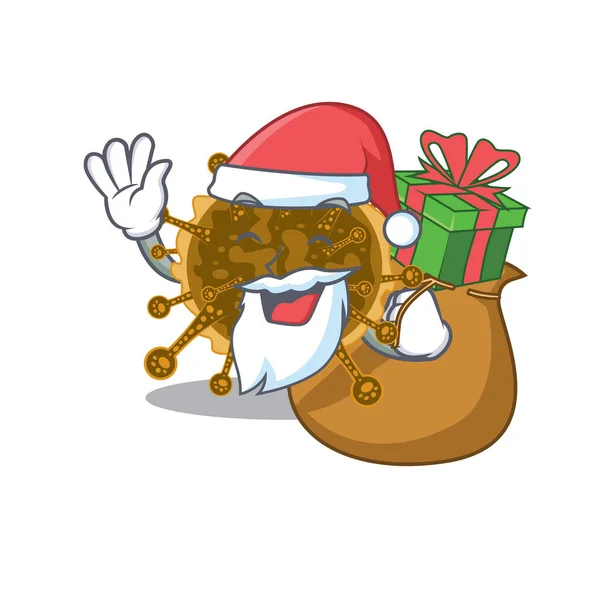 Desenhos Animados Negarnaviricota Santa Com Presente Natal Ilustração Vetorial — Vetor de Stock