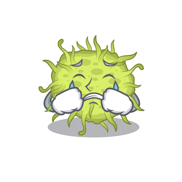 Zeichentrickfigur Design Von Bakterien Coccus Mit Einem Weinenden Gesicht Vektorillustration — Stockvektor