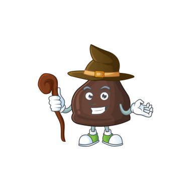 Şirin ve sinsi cadı çikolatalı conitos çizgi film tasarımı tarzı. Vektör illüstrasyonu