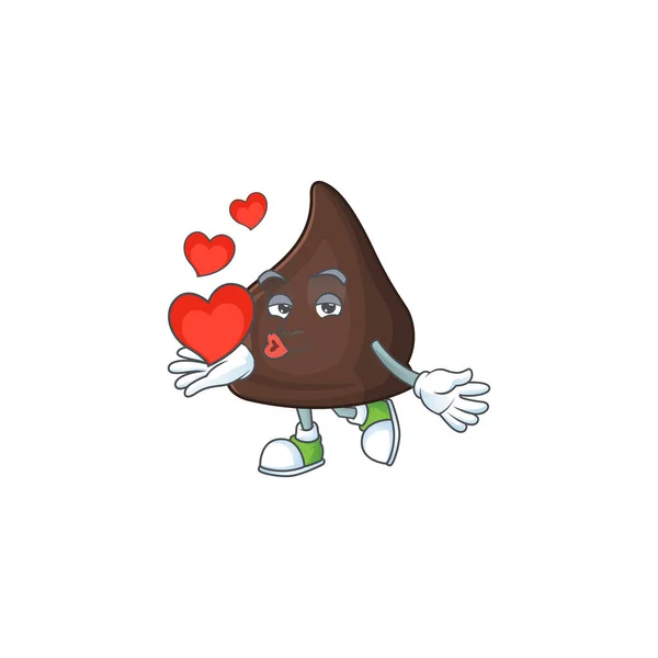 Adorabile Disegno Dei Cartoni Animati Conitos Cioccolato Che Tengono Cuore — Vettoriale Stock