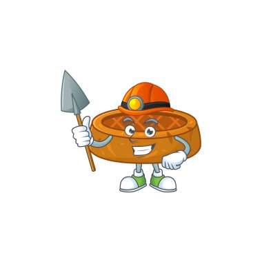 Fıstık kurabiyelerinin çizgi film karakteri tasarımı madencilik yapıyor. Vektör illüstrasyonu