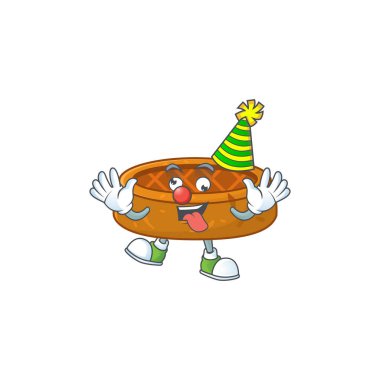 Komik palyaço fıstıklı kurabiyeler çizgi film karakteri maskot stili. Vektör illüstrasyonu