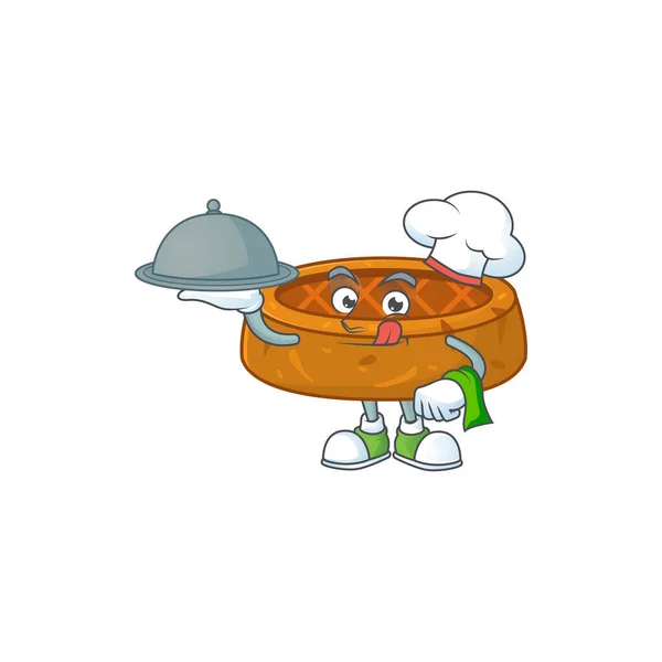 Design Desenho Animado Chef Biscoitos Amendoim Com Chapéu Bandeja Ilustração — Vetor de Stock