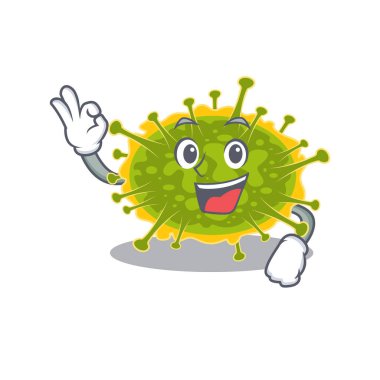 Insthoviricetes maskot tasarımı tarzı ve iyi bir jest parmağı. Vektör illüstrasyonu