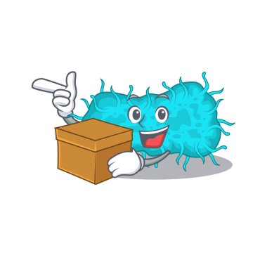 Bir kutu tutan bakteri prokaryot karikatür tasarım konsepti. Vektör illüstrasyonu
