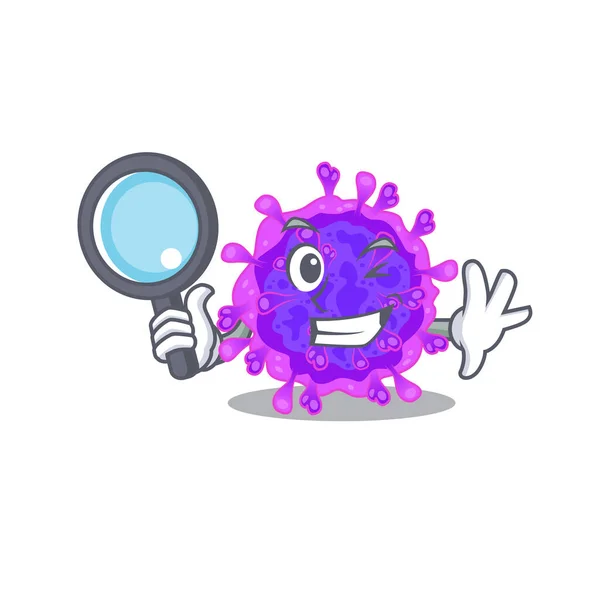 Alpha Coronavirus Smart Detektiv Bild Karaktär Design Vektorillustration — Stock vektor