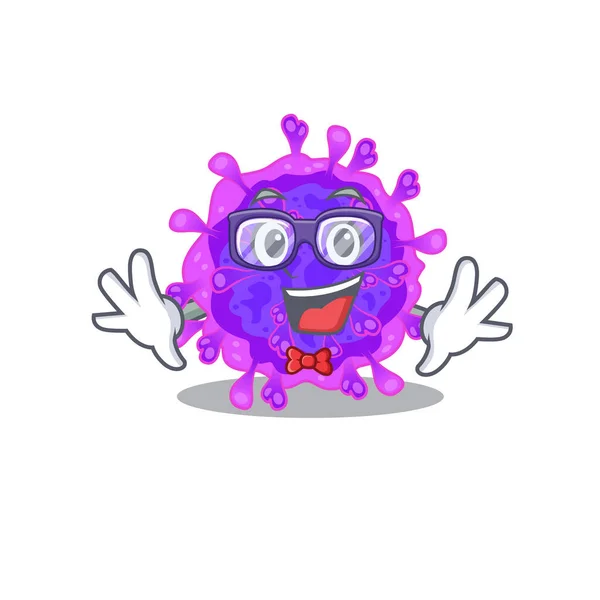 Super Funny Geek Alpha Coronavirus Zeichentrickfigur Design Vektorillustration — Stockvektor