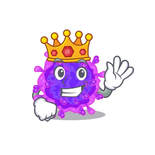 Royal King Alpha Coronavirus Cartoon Character Design Crown Vector Illustration — Stock Vector