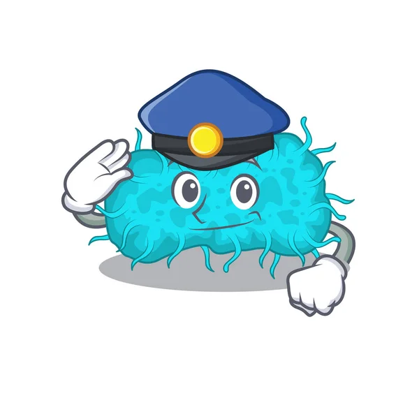 Police Officer Mascot Design Bacteria Prokaryote Wearing Hat Vector Illustration — Stock Vector