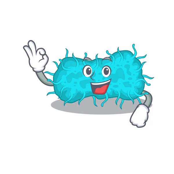 Bactéria Prokaryote Estilo Design Mascote Com Dedo Gesto Ilustração Vetorial — Vetor de Stock